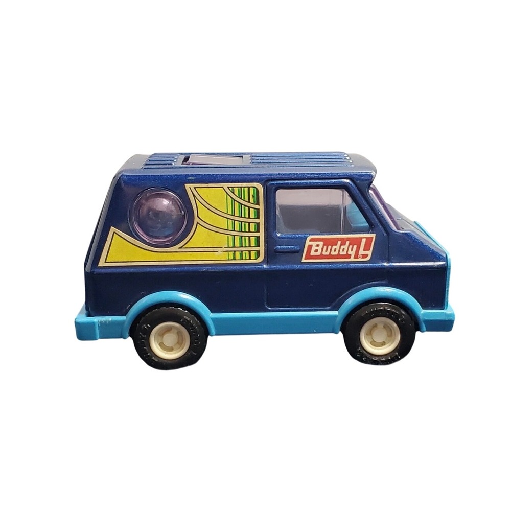 Vintage Buddy L Brute Blue Diecast Van Japan Bubble Window Retro Toy